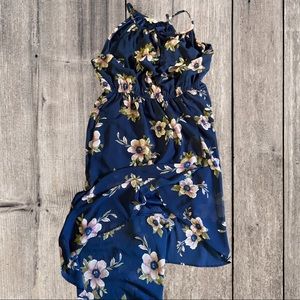 Hint of Blush Navy Blue with Flowers Hi-Low Dress Size 2X